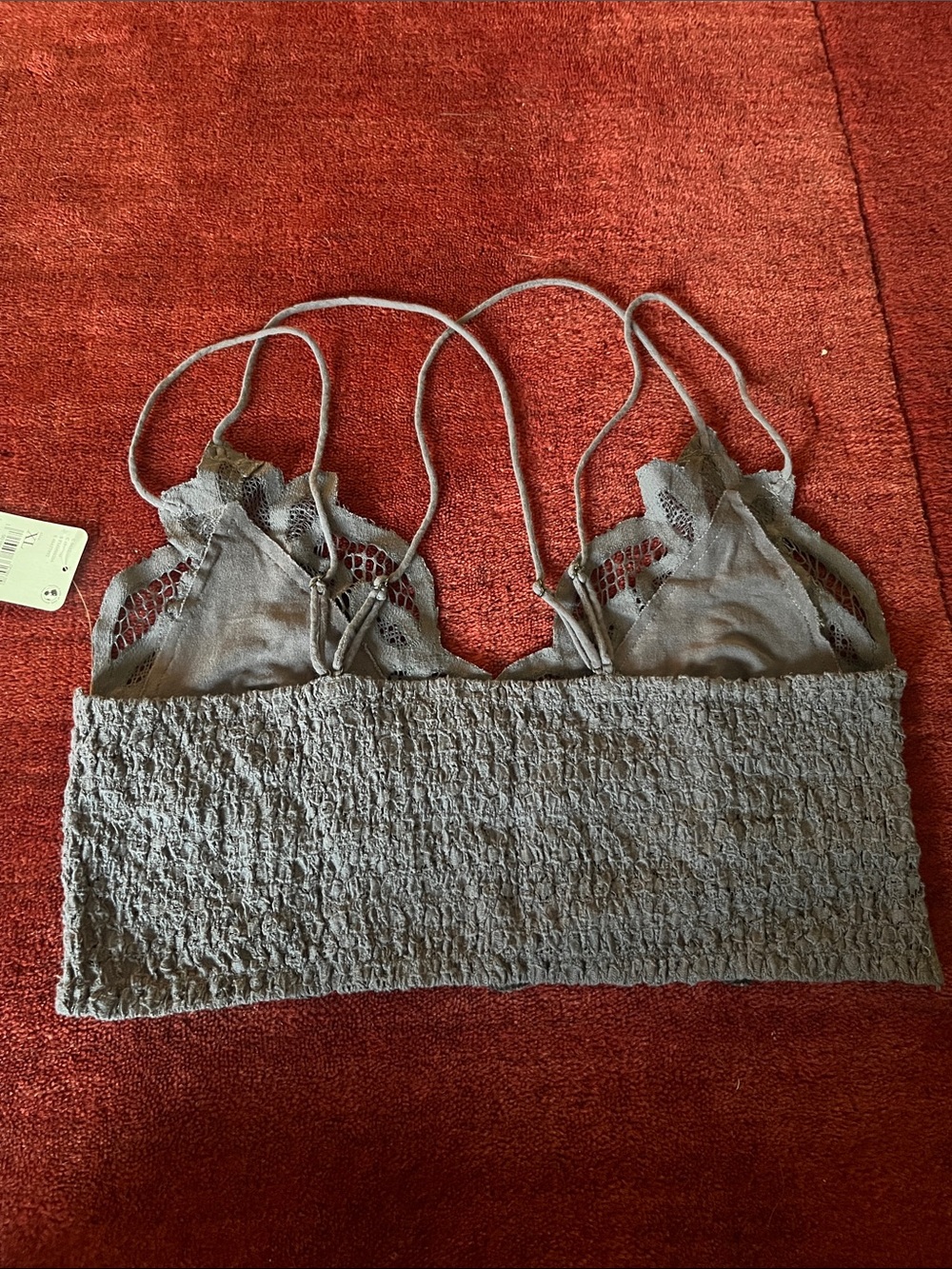 Free People Adella Bralette in Charcoal Dark Gray Lace - Picture 6 of 7